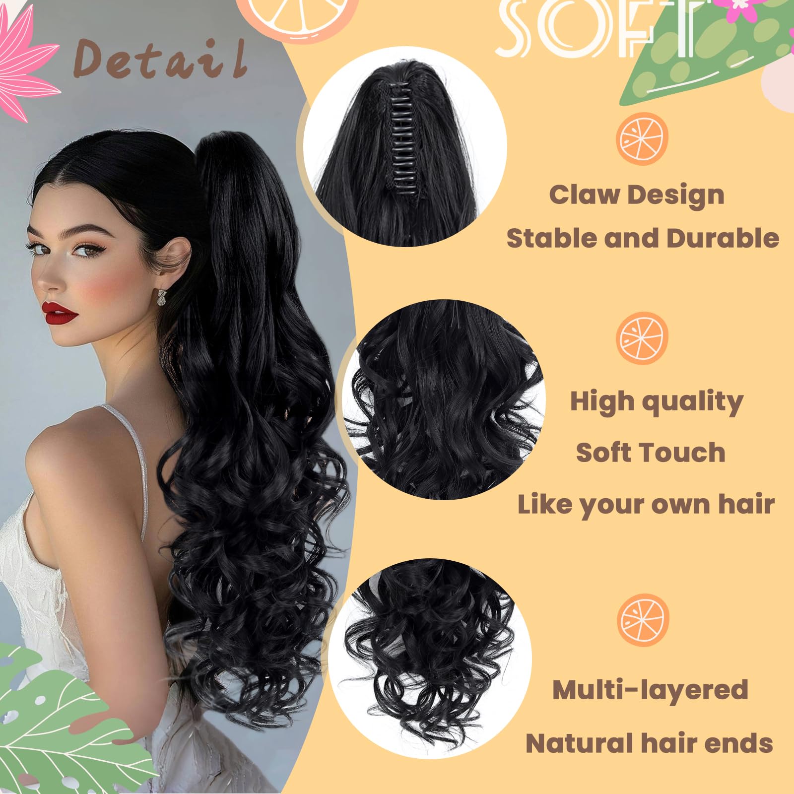 EROADE model wearing the ponytail extension for a fuller everyday look