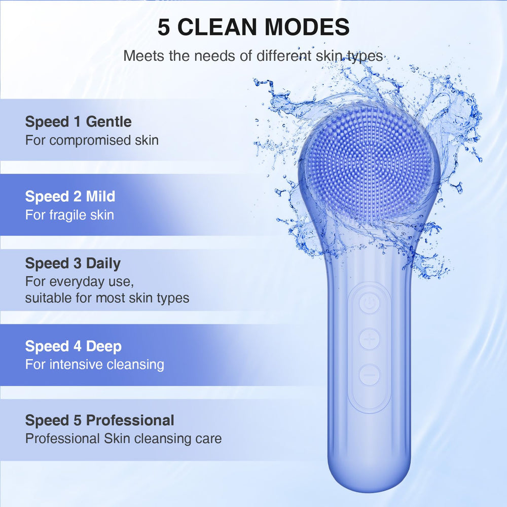 ERROWIN silicone face scrubber heat massage demonstrates open pores and improved product absorption.
