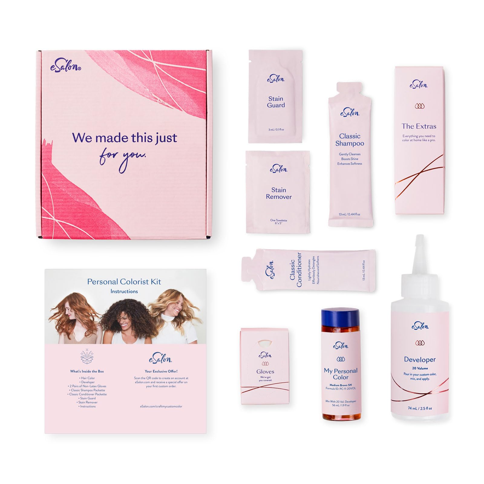 eSalon color and developer pairing for customized shade at home
