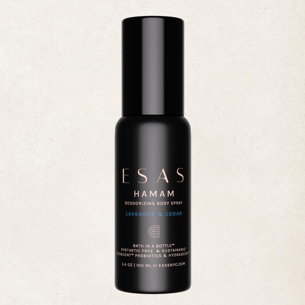 ESAS Beauty ESAS NYC Lavender & Cedar Hamam spray bottle for refreshing deodorant and mood boost