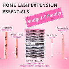 ESEENLO 30D/40D cluster lashes for versatile length options.