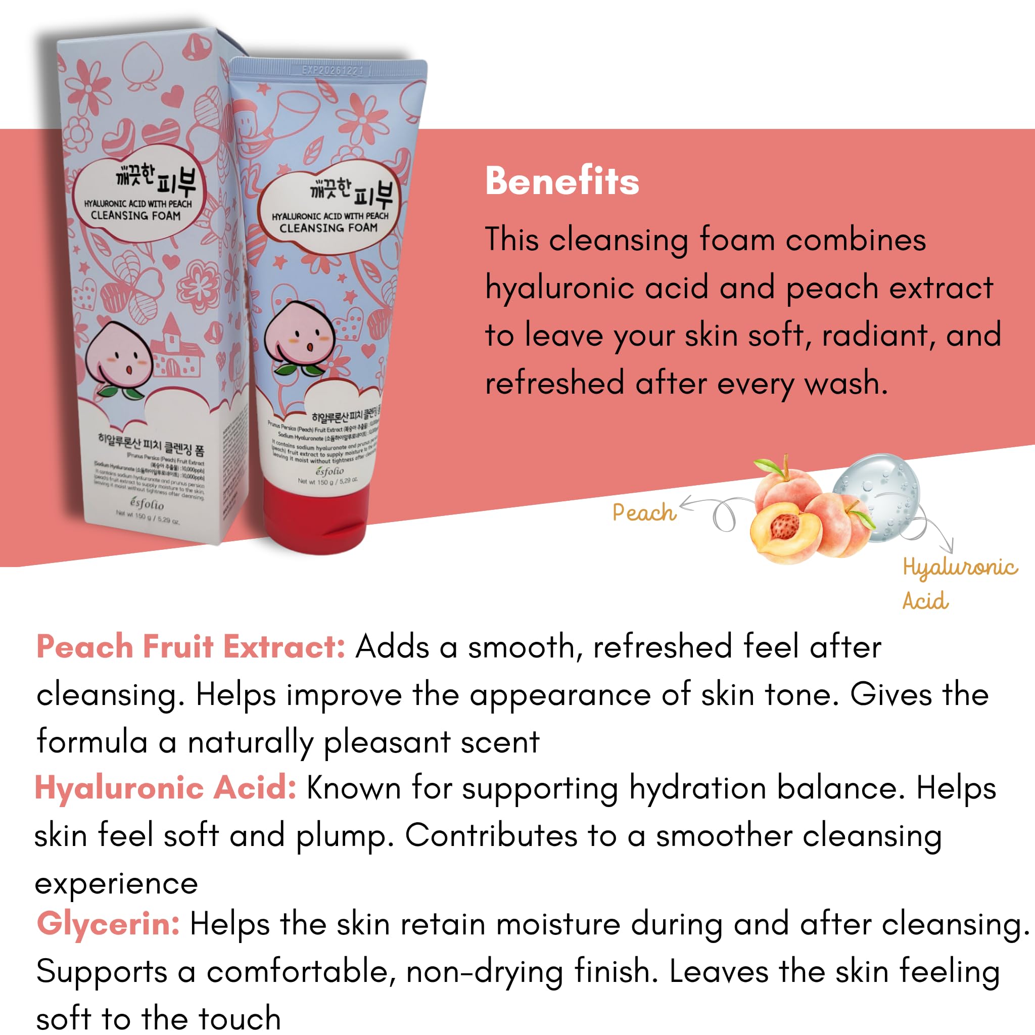 Daily-use gentle cleanse by Esfolio suitable for morning and night routines.