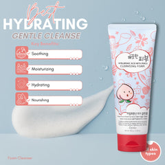 Esfolio face cleanser bottle dispensing shown for easy daily use.
