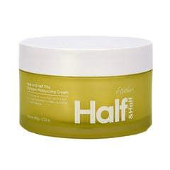 Esfolio Half and Half Cream jar closeup showing smooth texture for daily hydration.
