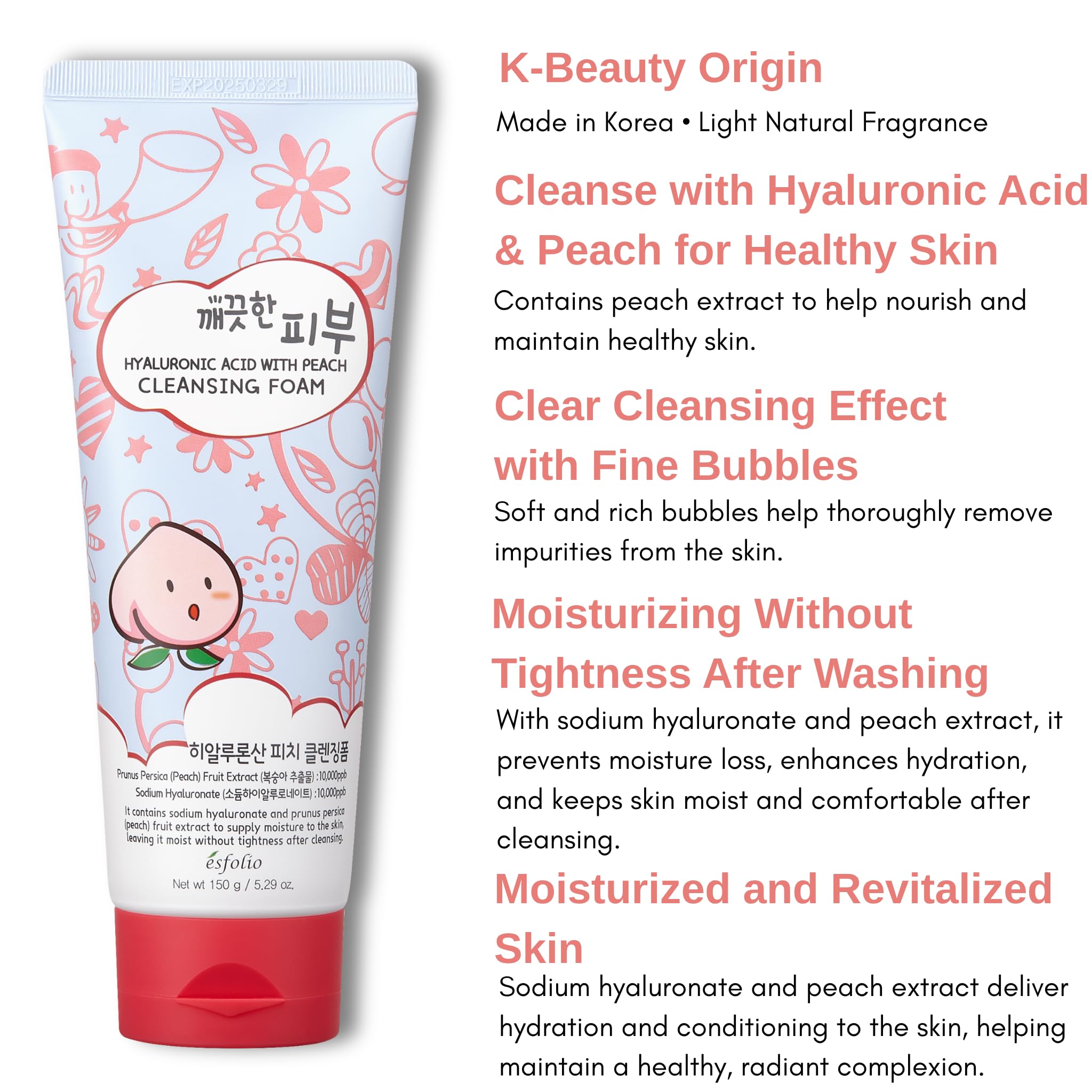 Esfolio cleanser removing dirt and oil from skin for a refreshed look.