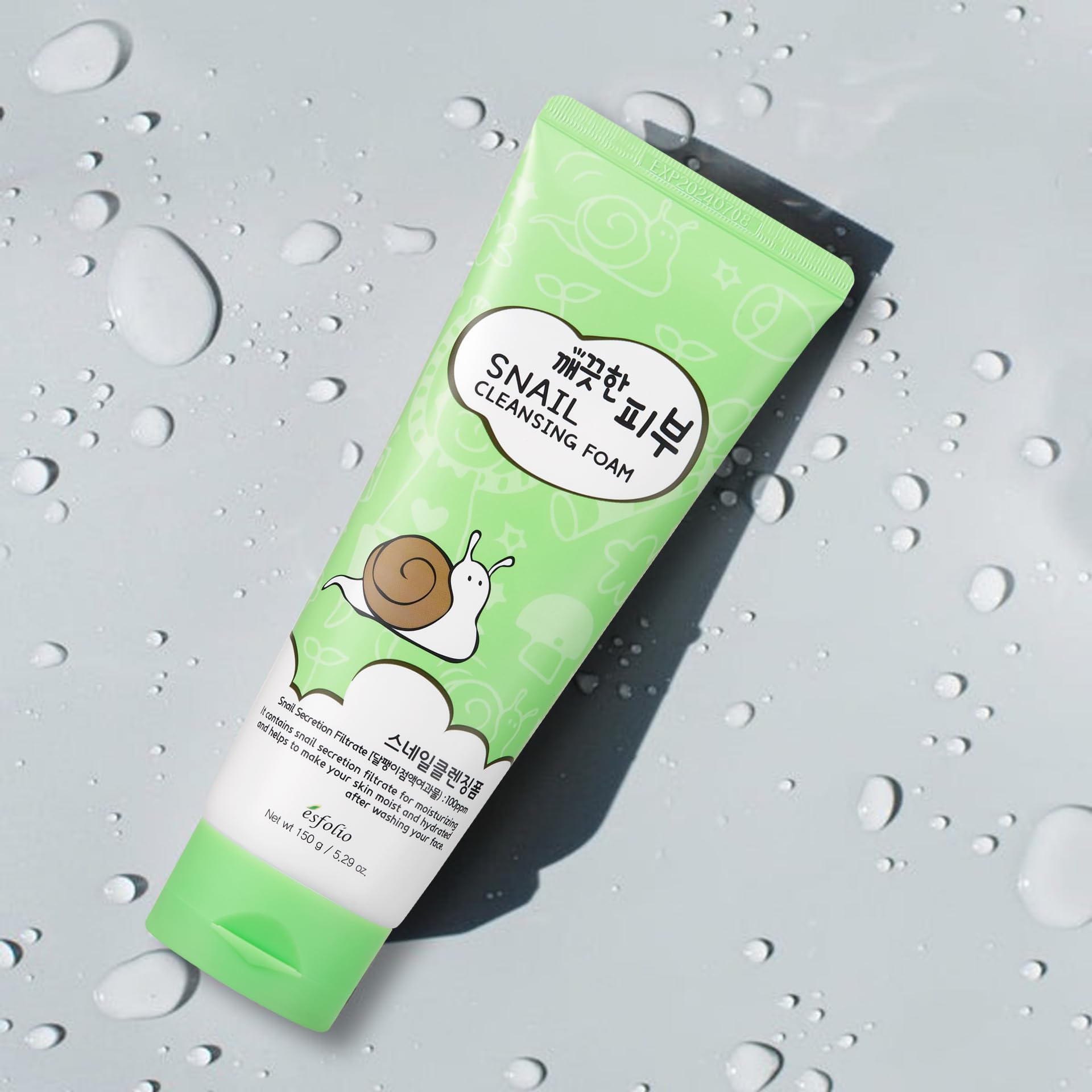 Esfolio Snail Cleansing Foam in a daily routine setup for smooth skin