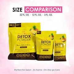 Esha Detox Powder being poured to mix with warm water for gentle cleanse