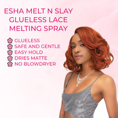 Esha Melt N Slay formula shown as scalp-friendly and gentle.