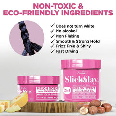 Esha Slick N Slay melon infused scent enhances the styling experience.