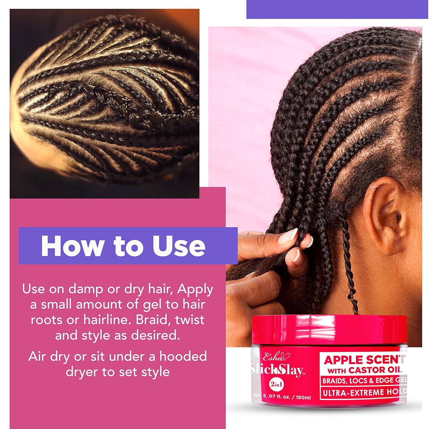 Esha Slick N Slay non-greasy residue feel on hair