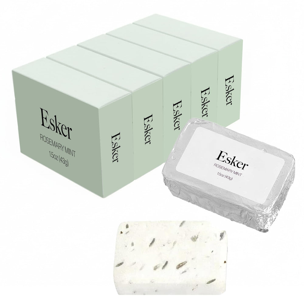 ESKER rosemary mint shower steamer refill pack with six tablets for a refreshing aromatherapy experience.