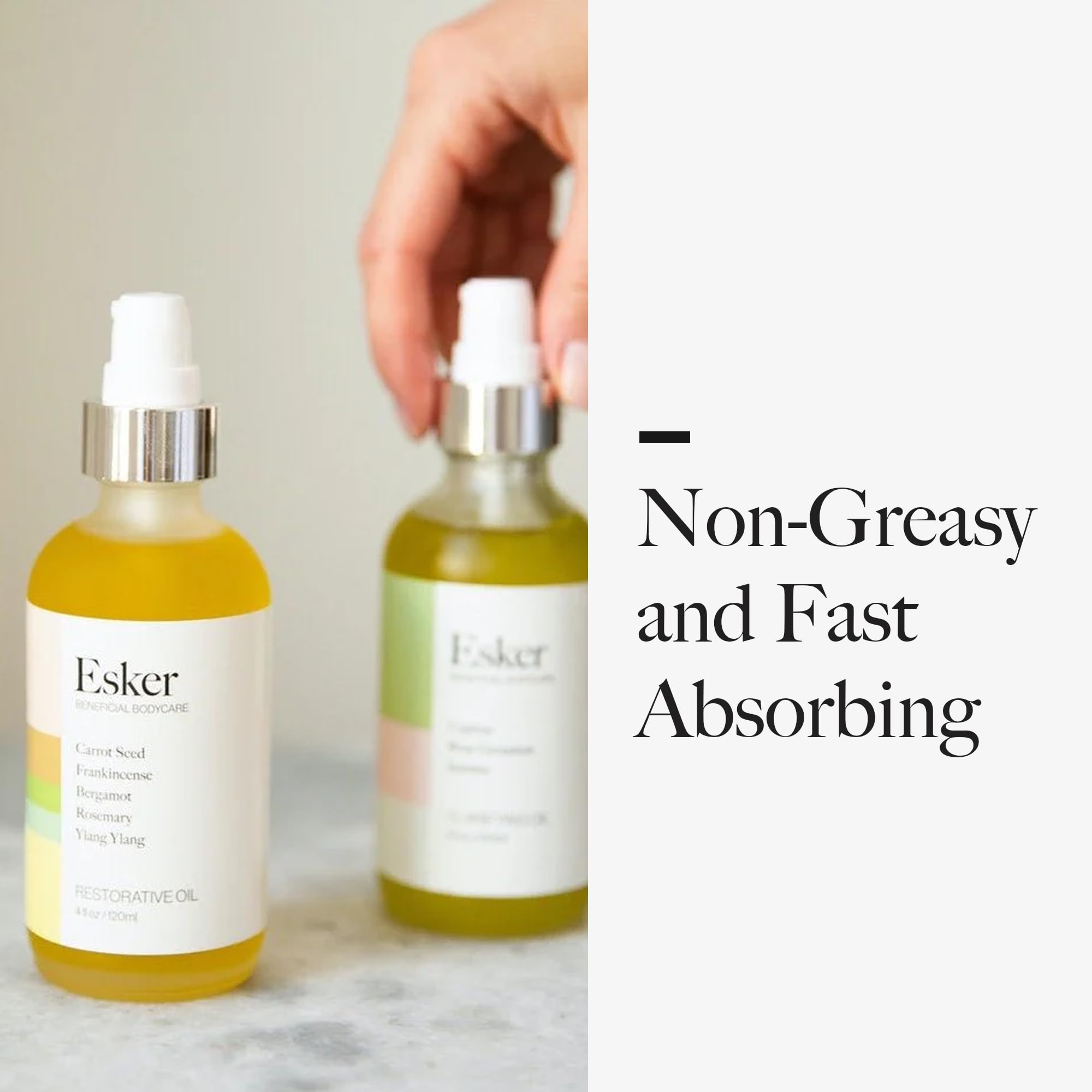ESKER Restorative Body Oil aroma note enhances mood during use