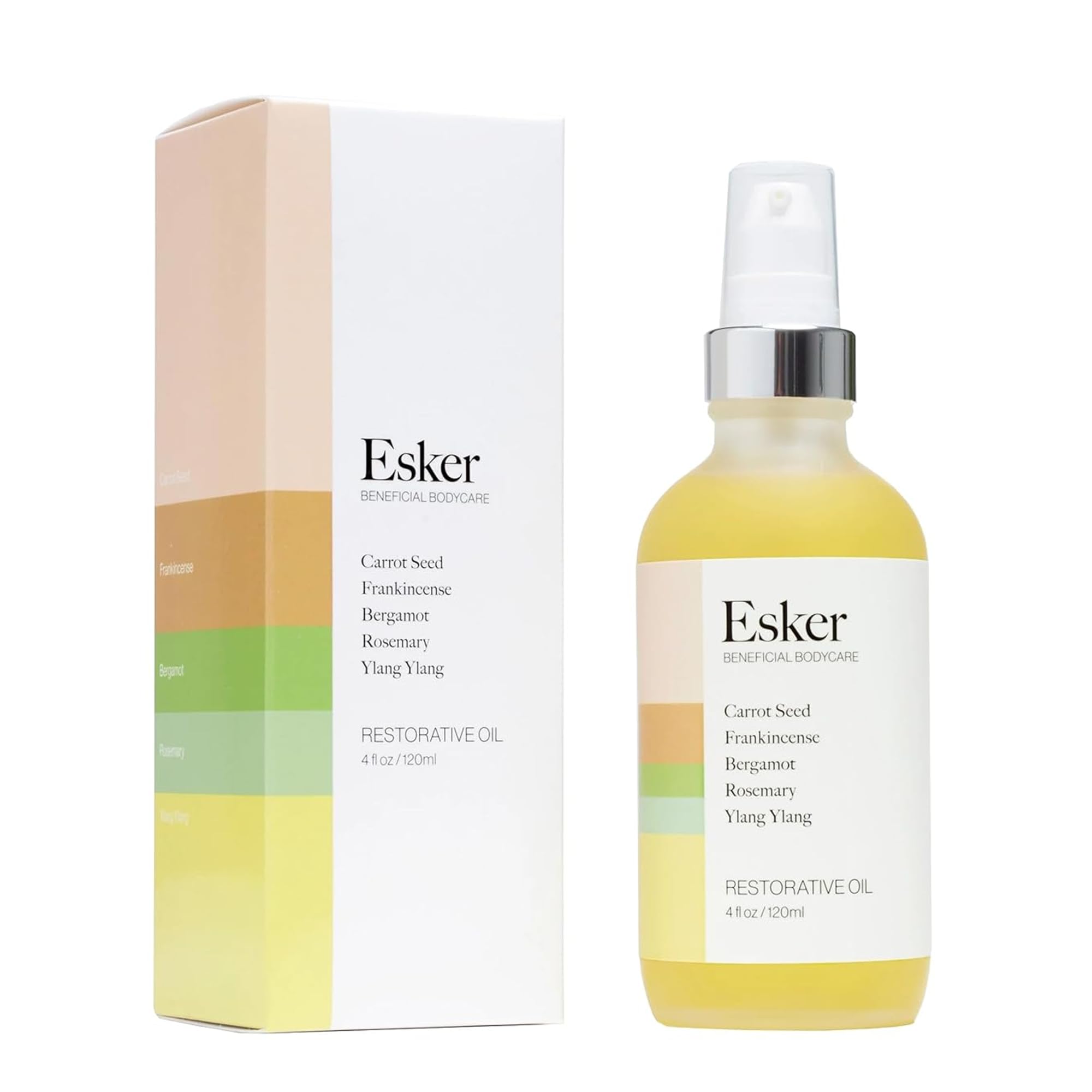 ESKER Restorative Body Oil bottle showcases premium packaging for daily nourishment