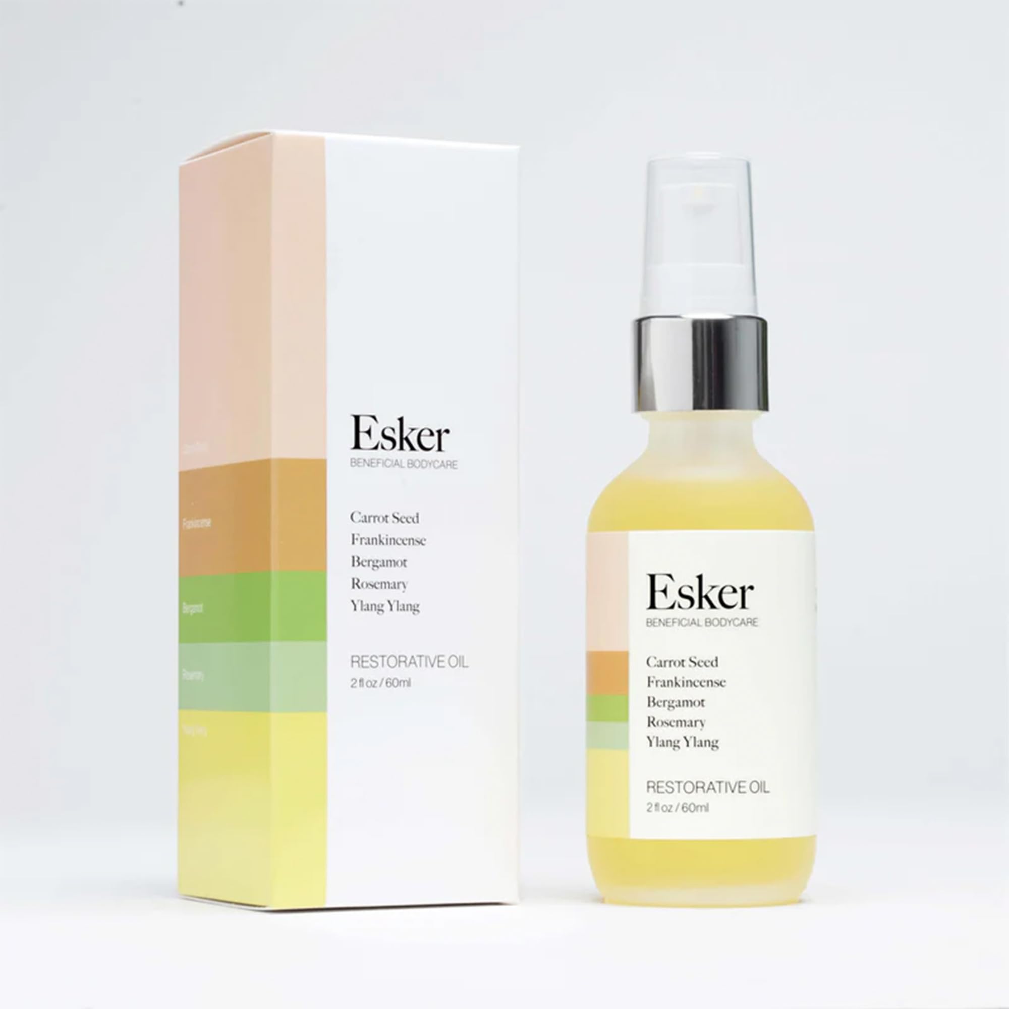 ESKER Restorative Body Oil hydration for dry skin close-up showing smooth skin.