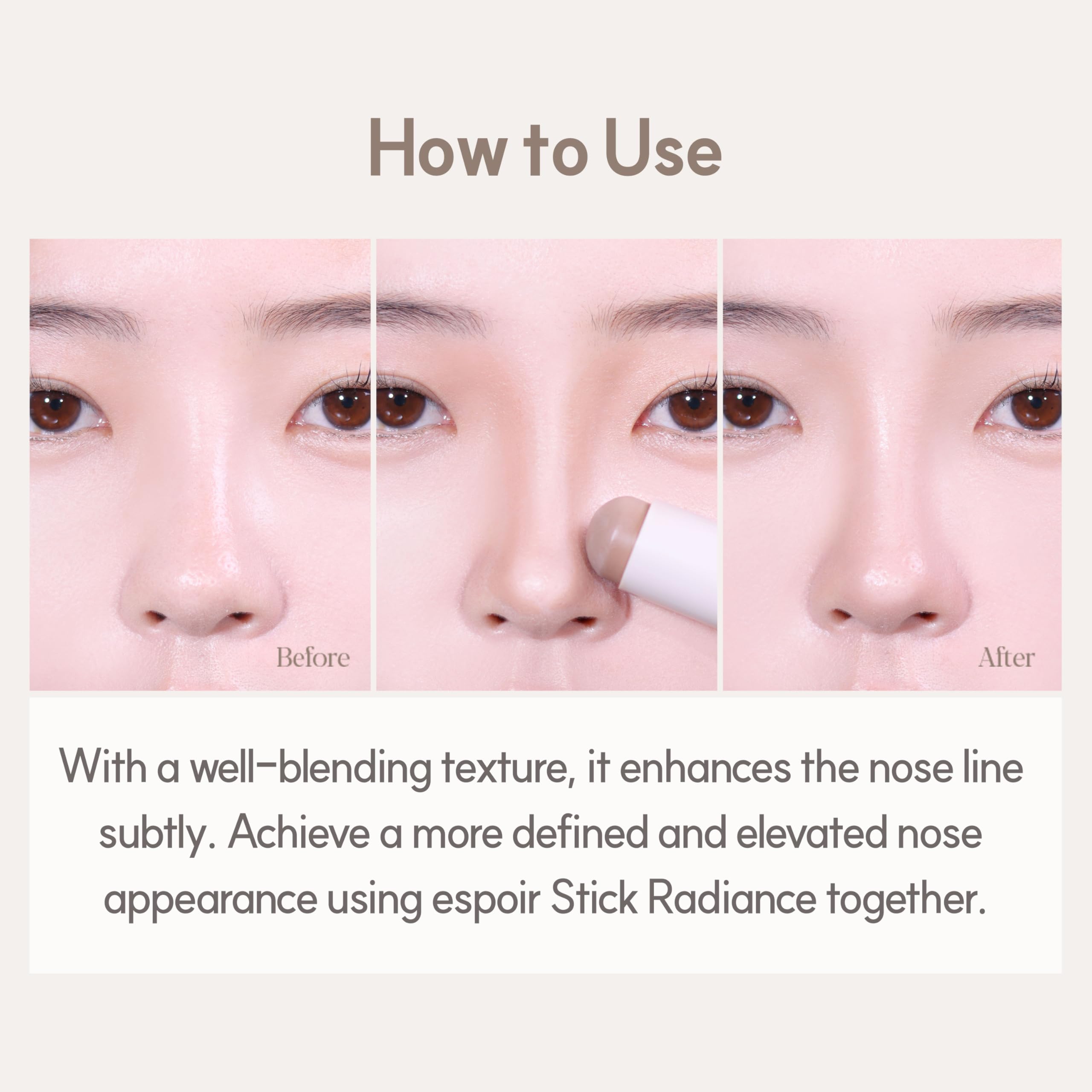 Espoir Be Glow shading stick contour natural look enhances daily makeup with subtle shading.
