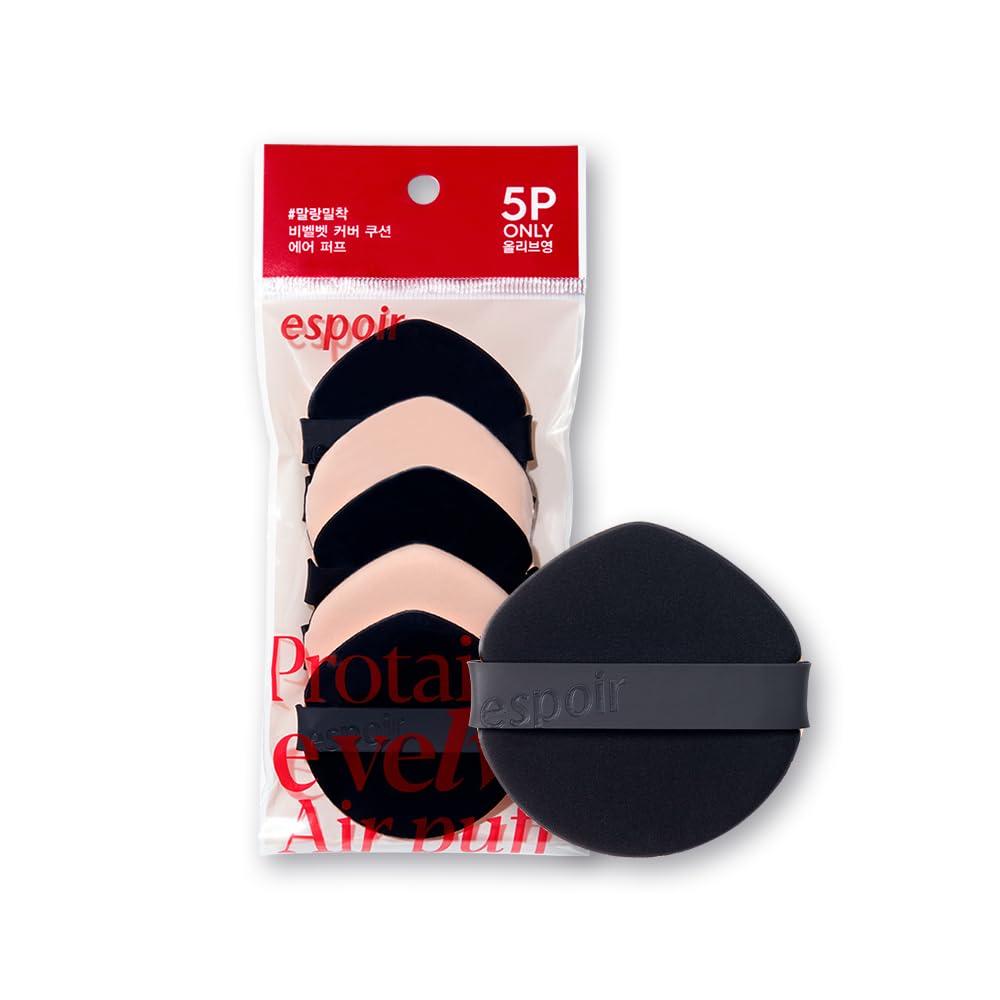 Espoir Be Velvet Air Puff close-up shows soft, moist texture ideal for seamless foundation blending.