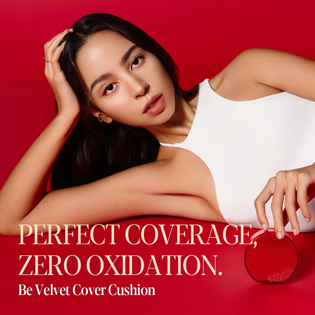 Espoir Be Velvet Cushion before and after showing natural finish.
