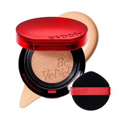 Espoir Be Velvet Cushion Foundation bottle displays long-lasting color and satin finish