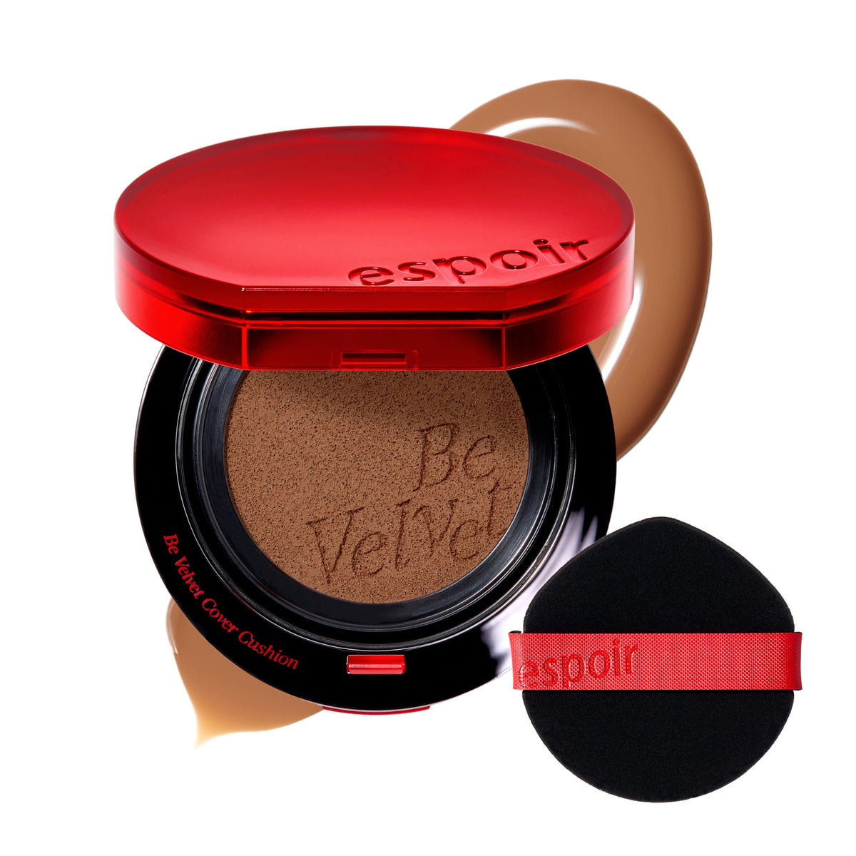 Espoir Be Velvet Cushion Foundation Deep Maple bottle demonstrates long-lasting color without oxidation