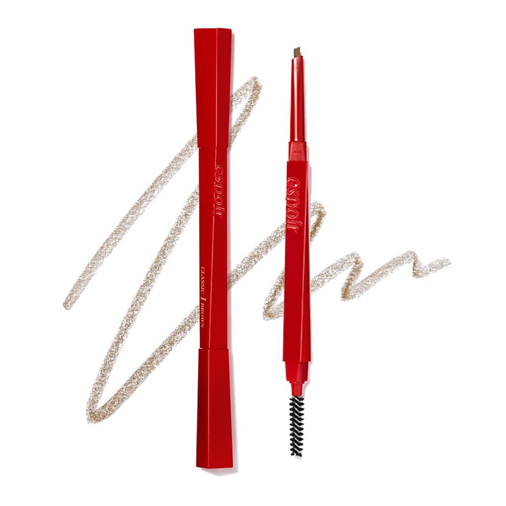 Espoir Brow Balance Pencil light brown triangle tip enables precise brow definition.