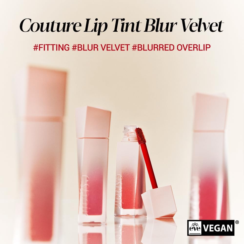 Espoir Couture Lip Tint Blur Velvet Peony lip swatch on skin with soft blurred edges