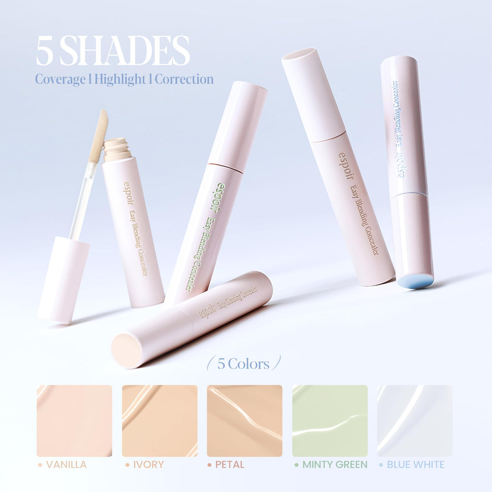 Espoir Easy Blending Concealer Minty Green swatch on skin shows natural shade match for everyday coverage.