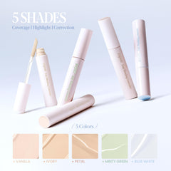 Espoir Easy Blending Concealer Minty Green swatch on skin shows natural shade match for everyday coverage.