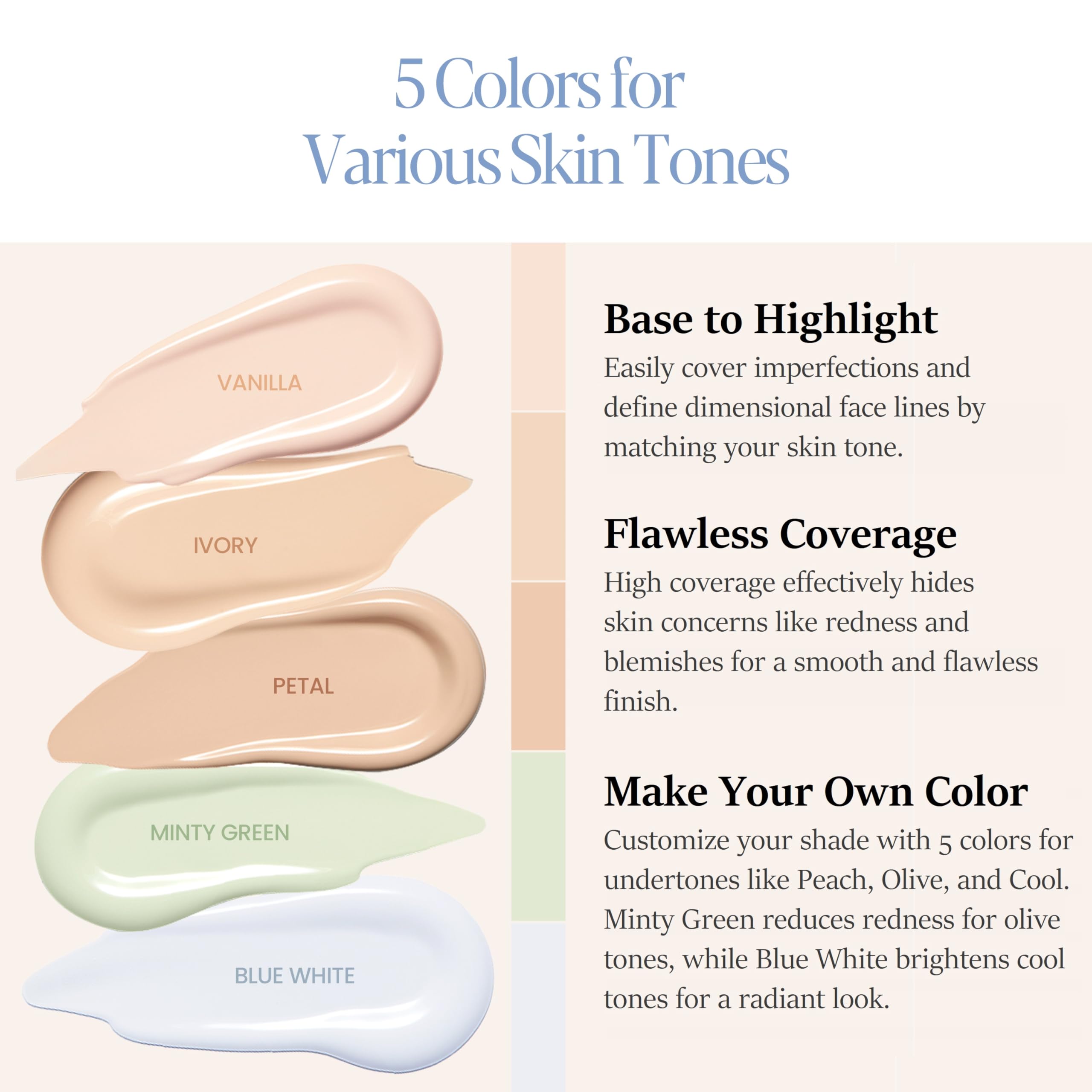 Espoir Easy Blending Concealer wide applicator glides across large areas for quick, even coverage.