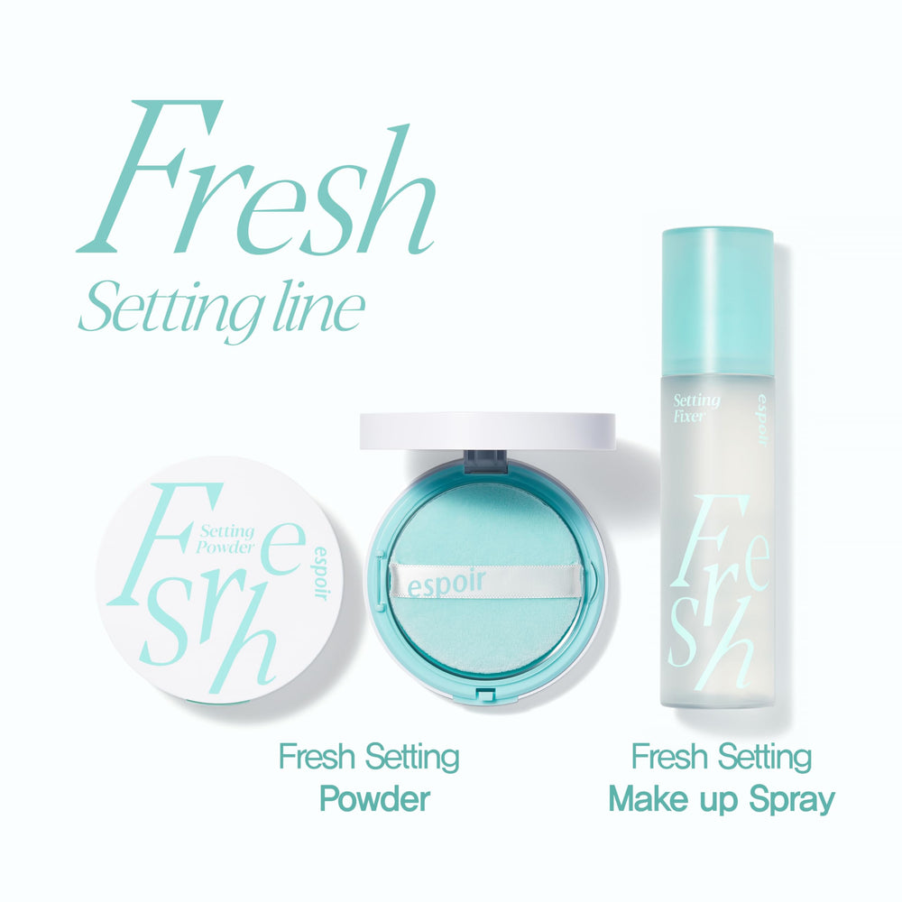 Espoir Fresh Setting Powder blurs pores for a refined finish.