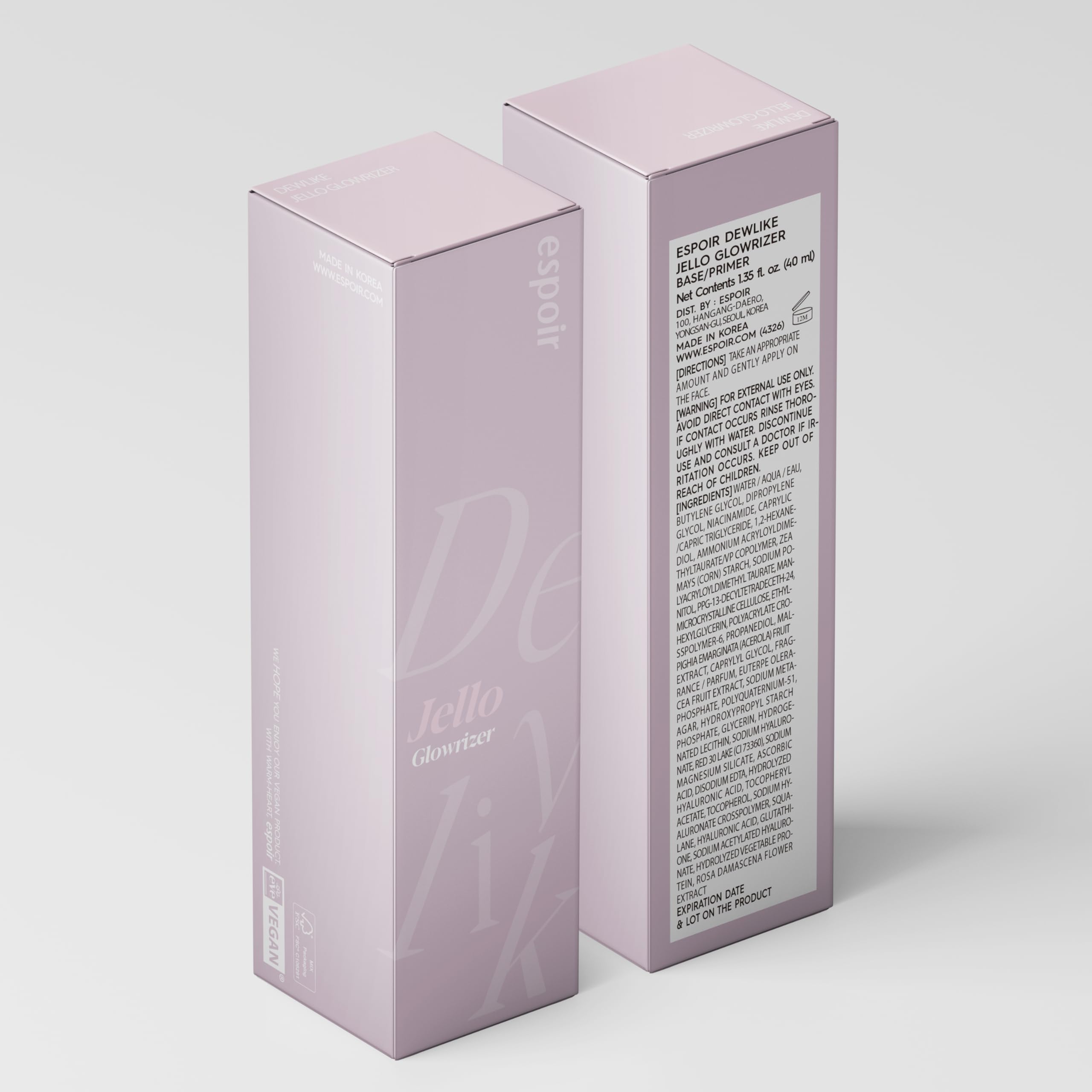 Espoir Glowrizer on-face glow for a dewy look.