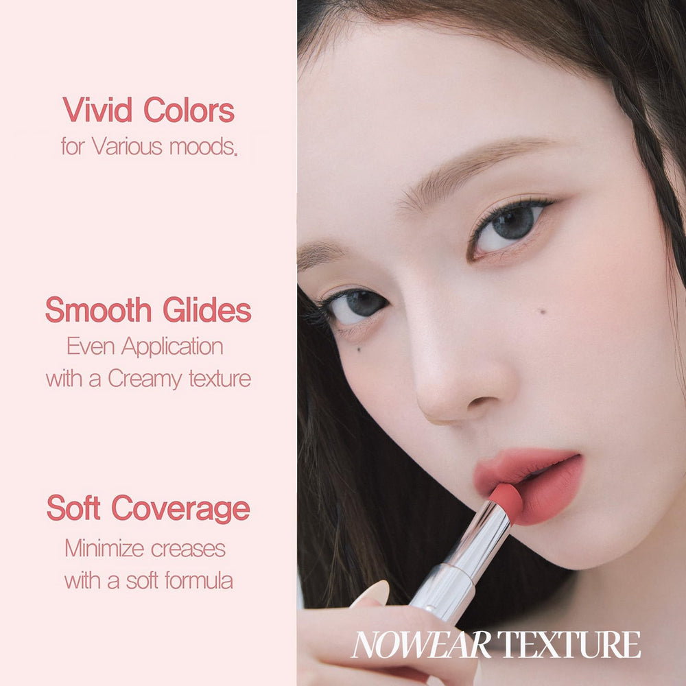 Espoir Nowear Volume Matte 4 application close-up showing even, soft coverage