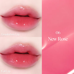 Espoir Nowear Balming Glow Rose on lips shows non-sticky comfortable texture