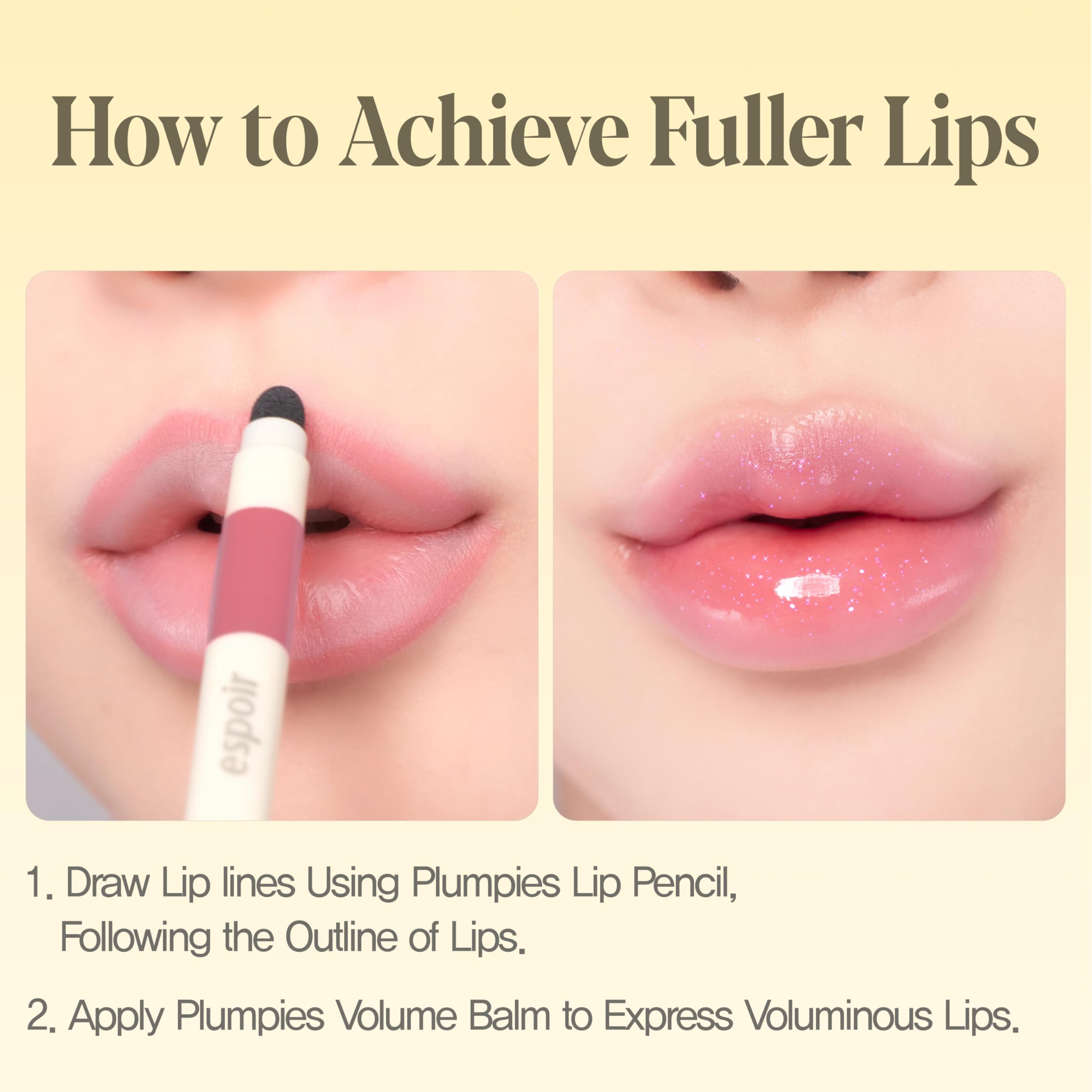 Espoir Plumpies OverLip Pencil 2 sponge tip adds convenient touch-ups.