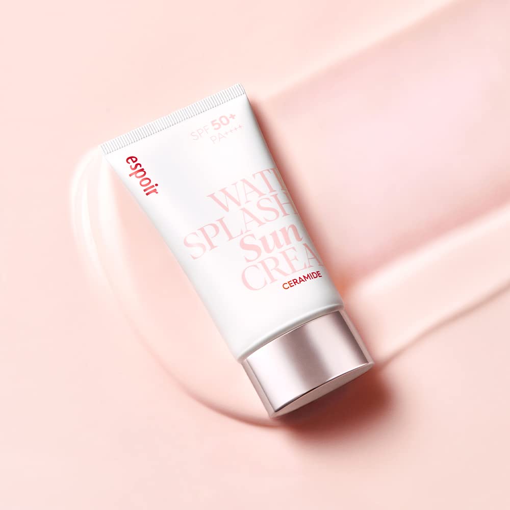 Espoir Water Splash Sun Cream Ceramide outdoor lighting emphasizes hydration and coverage.