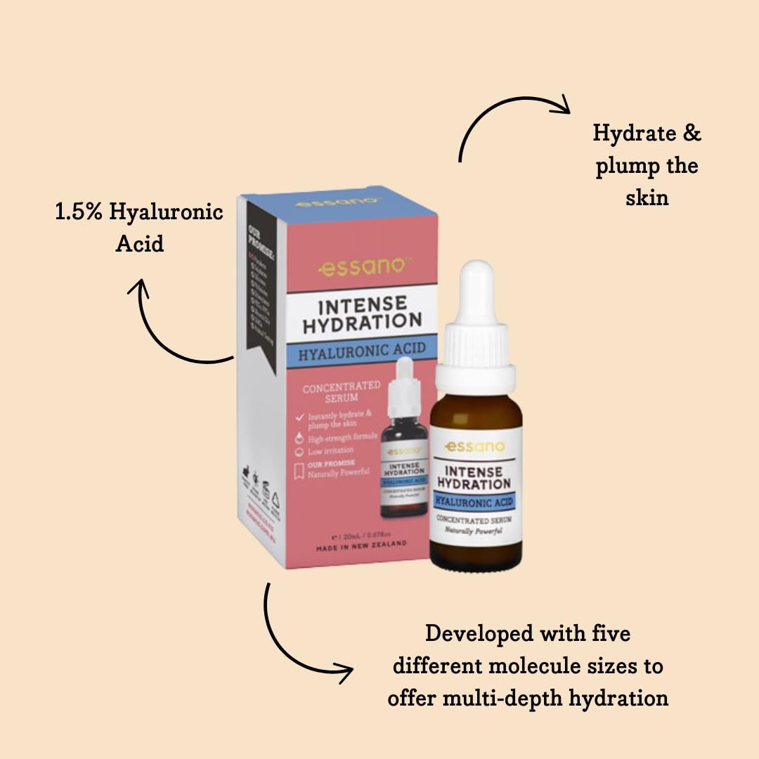 Essano Intense Hydration Serum on the neck demonstrates versatile daily use.
