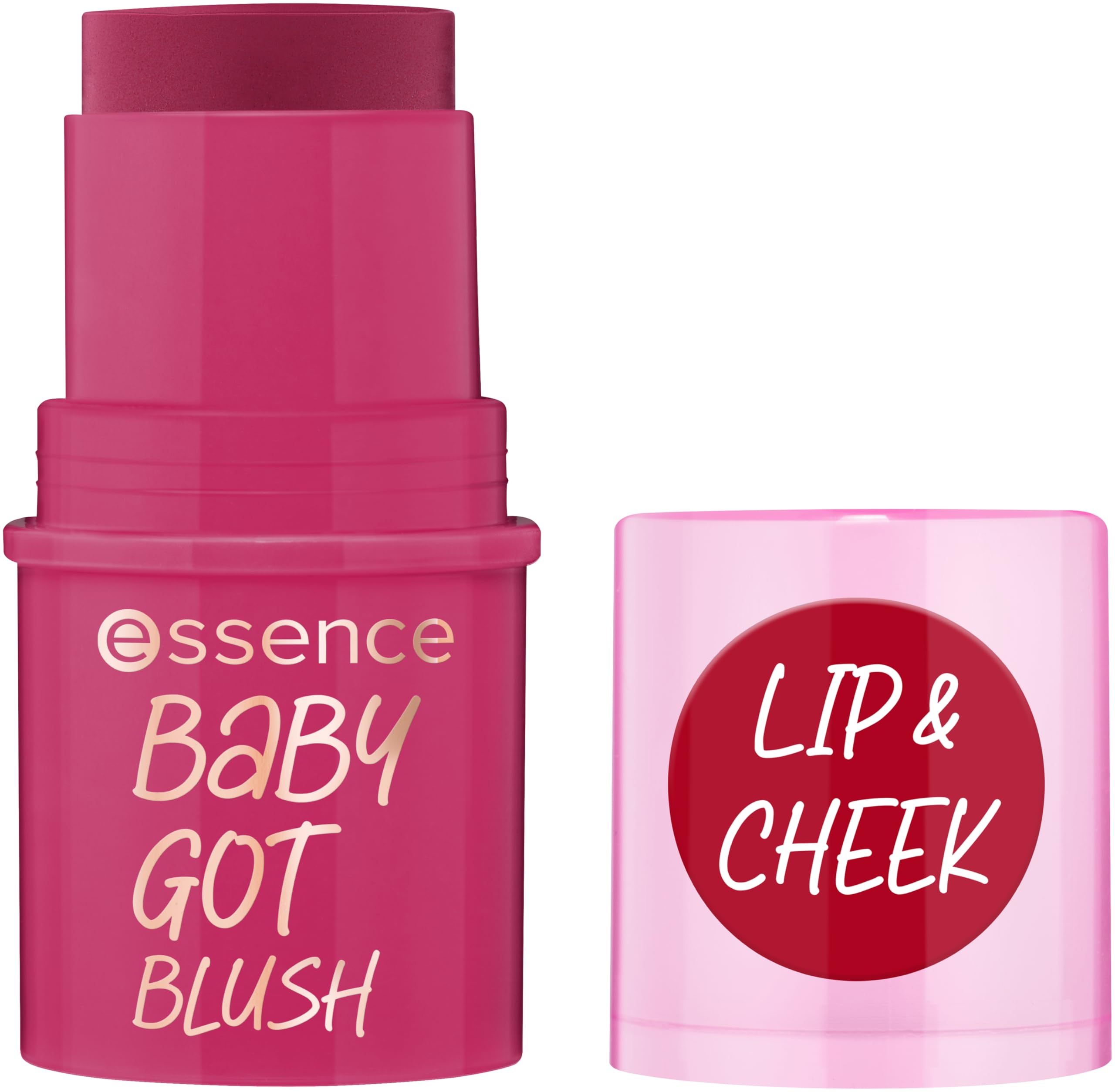 essence Baby Got Blush Stick silky swatch showing smooth blendable color on skin