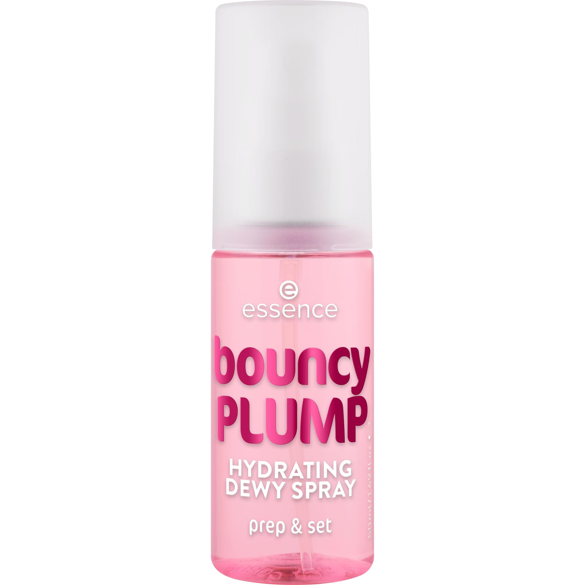 essence Bouncy Plump Hydrating Dewy Spray bottle for instant hydration and radiant glow.