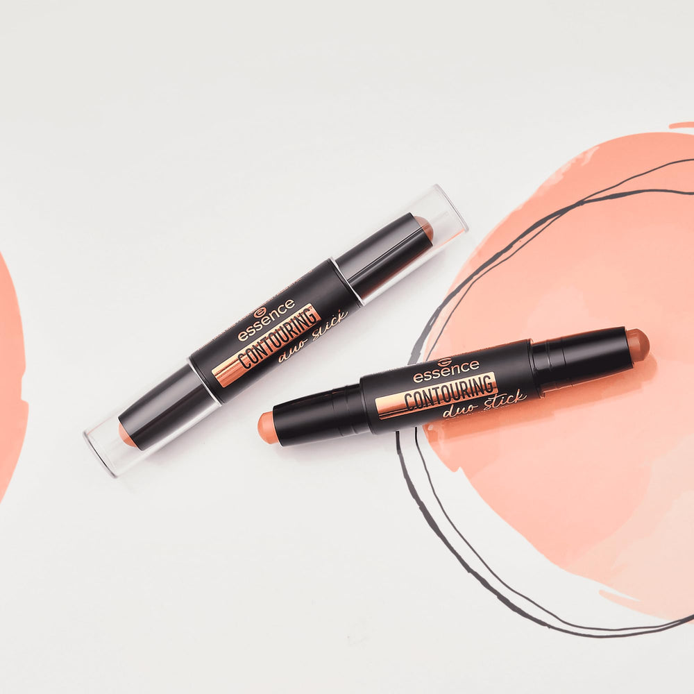 essence Contour Duo Stick packaging closeup shows travel-friendly design.