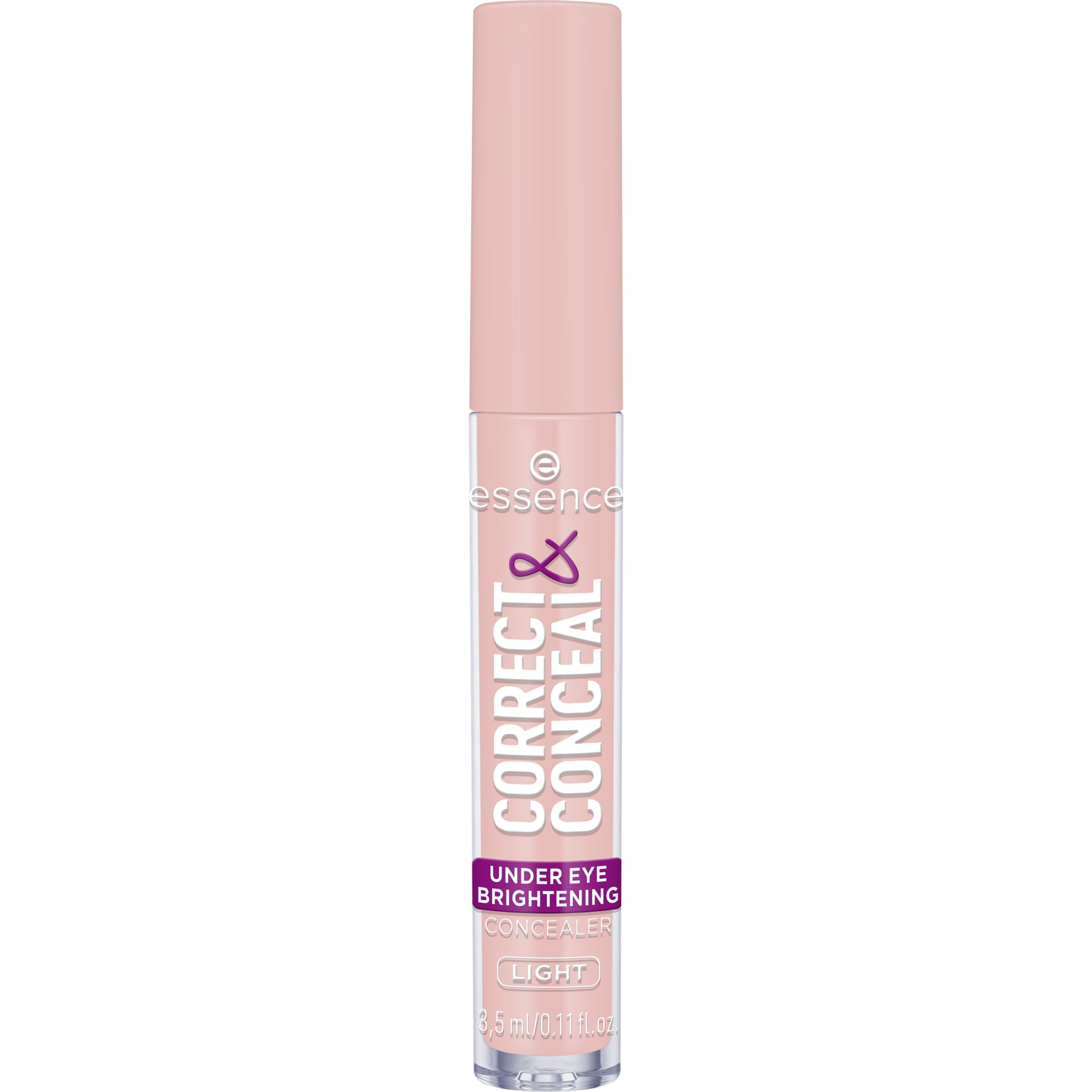 essence Correct & Conceal swatch shows rosy 10 Light Pink shade brightening dull shadows.