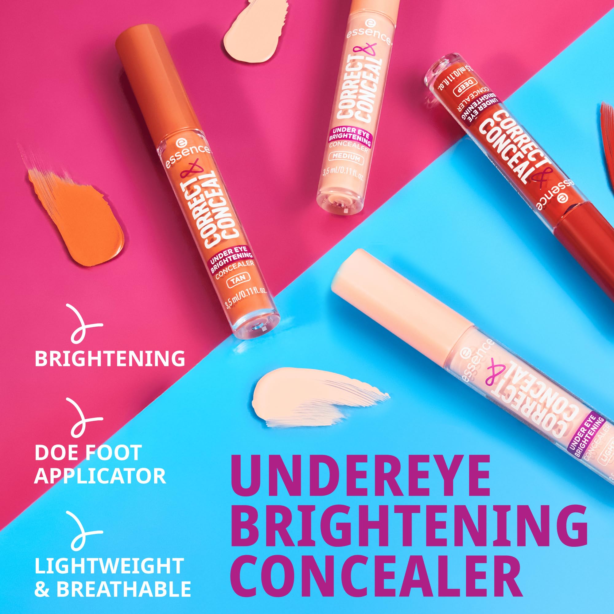 essence Correct & Conceal under-eye-area application shows smooth blend into skin.