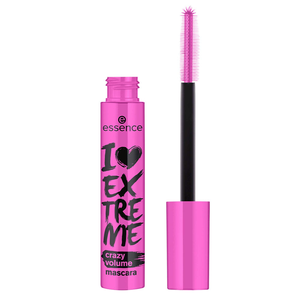 essence I Love Extreme Crazy Volume Mascara wand close-up for dramatic lash-building