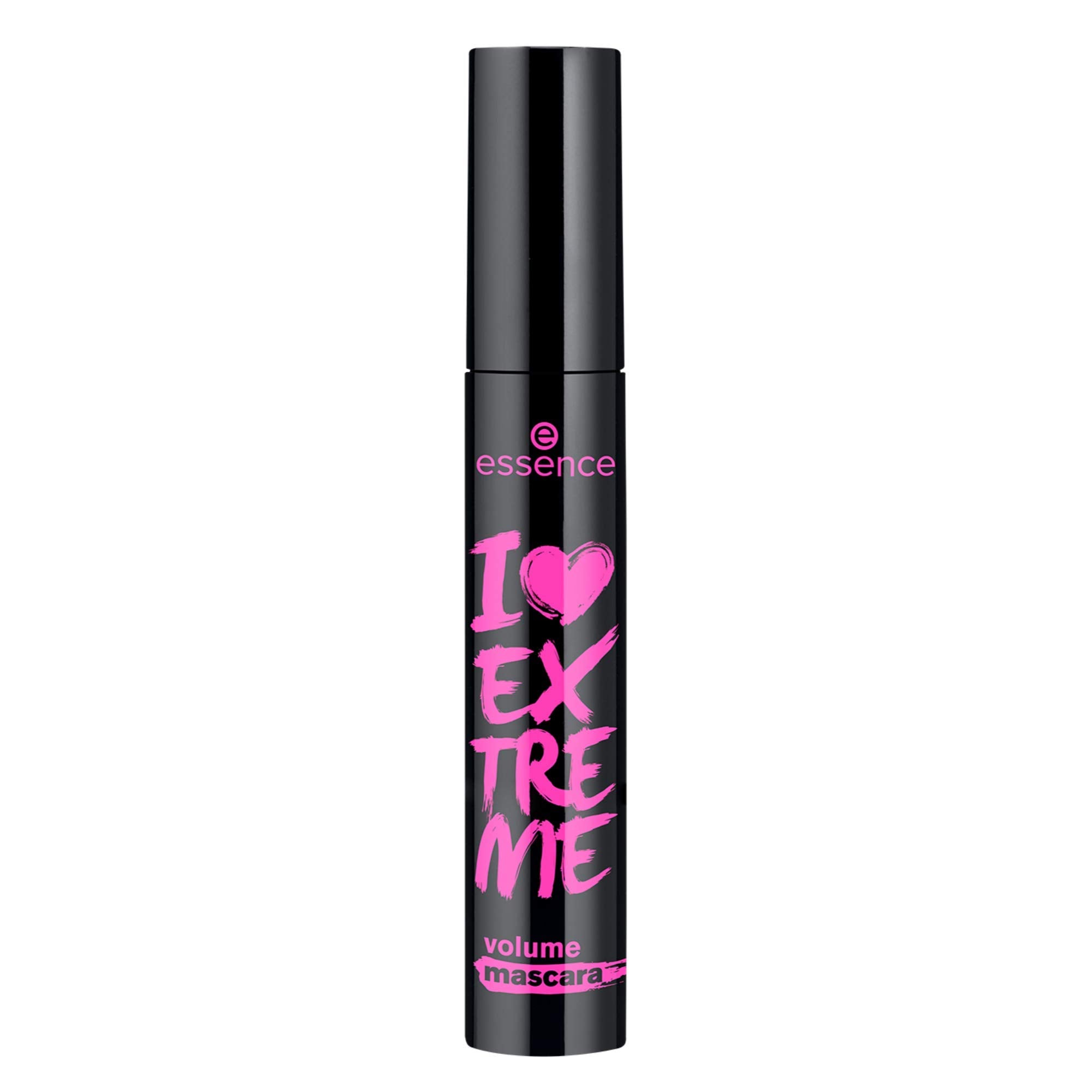 essence I Love Extreme Volume Mascara brush closeup highlights dramatic lash separation.