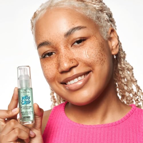 essence Jelly Grip Hydrating Primer before and after shot illustrating lasting wear