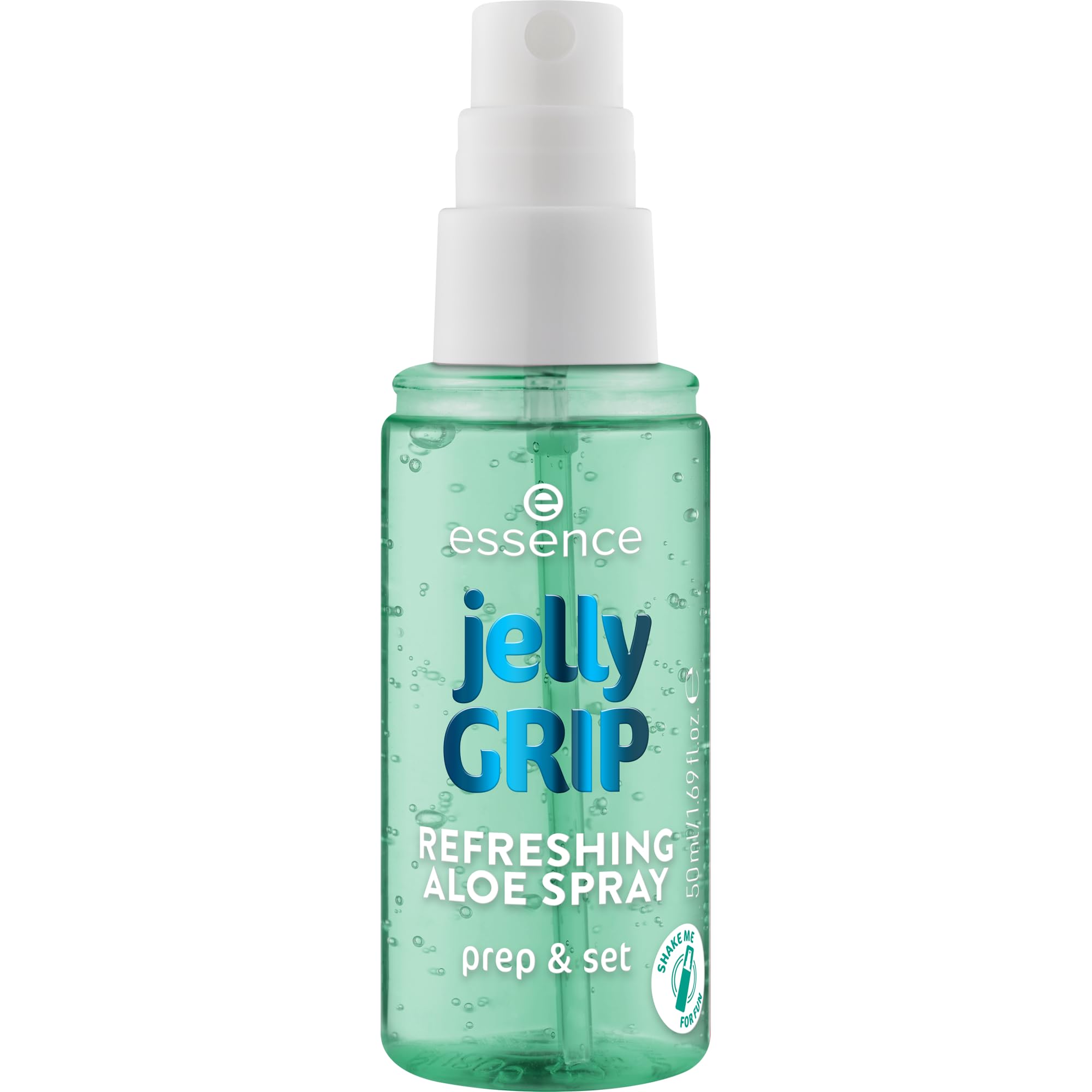 essence Jelly Grip Refreshing Aloe Spray mist in mid-air for ultra-fine hydration.