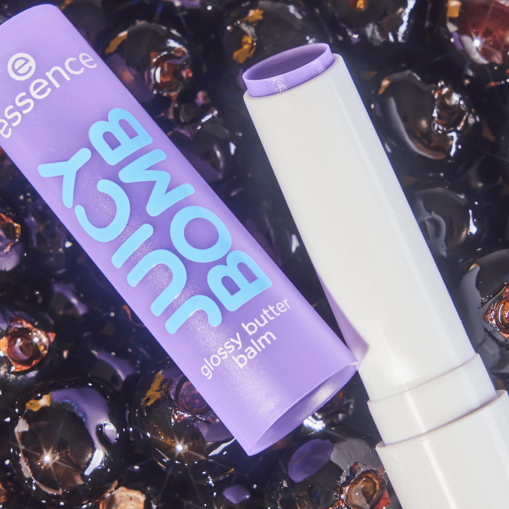 Essence Juicy Butter Balm Time to Pitaya swatch showing bold berry color.