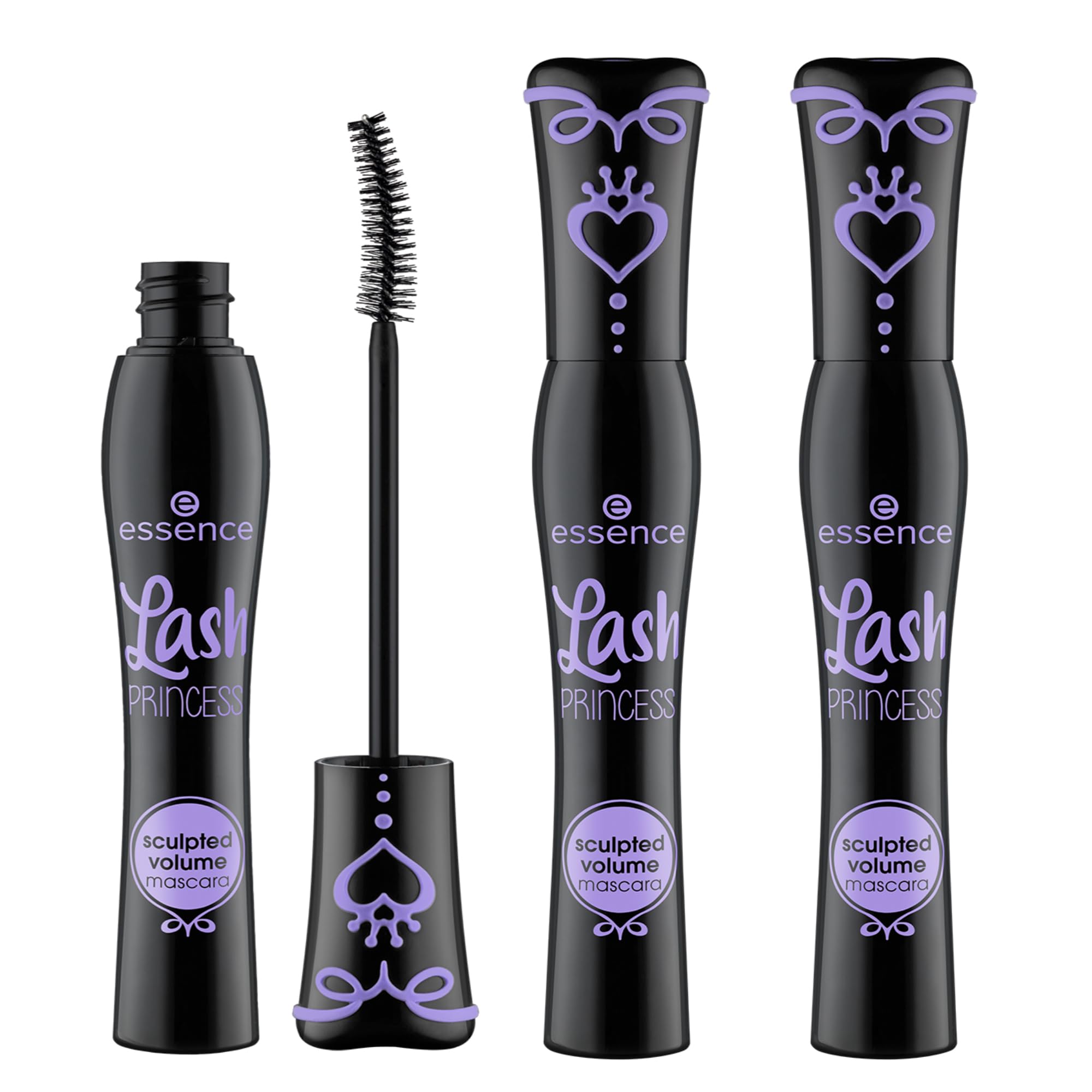 Essence Lash Princess Sculpted Volume Mascara triple-pack for defined, voluminous lashes.