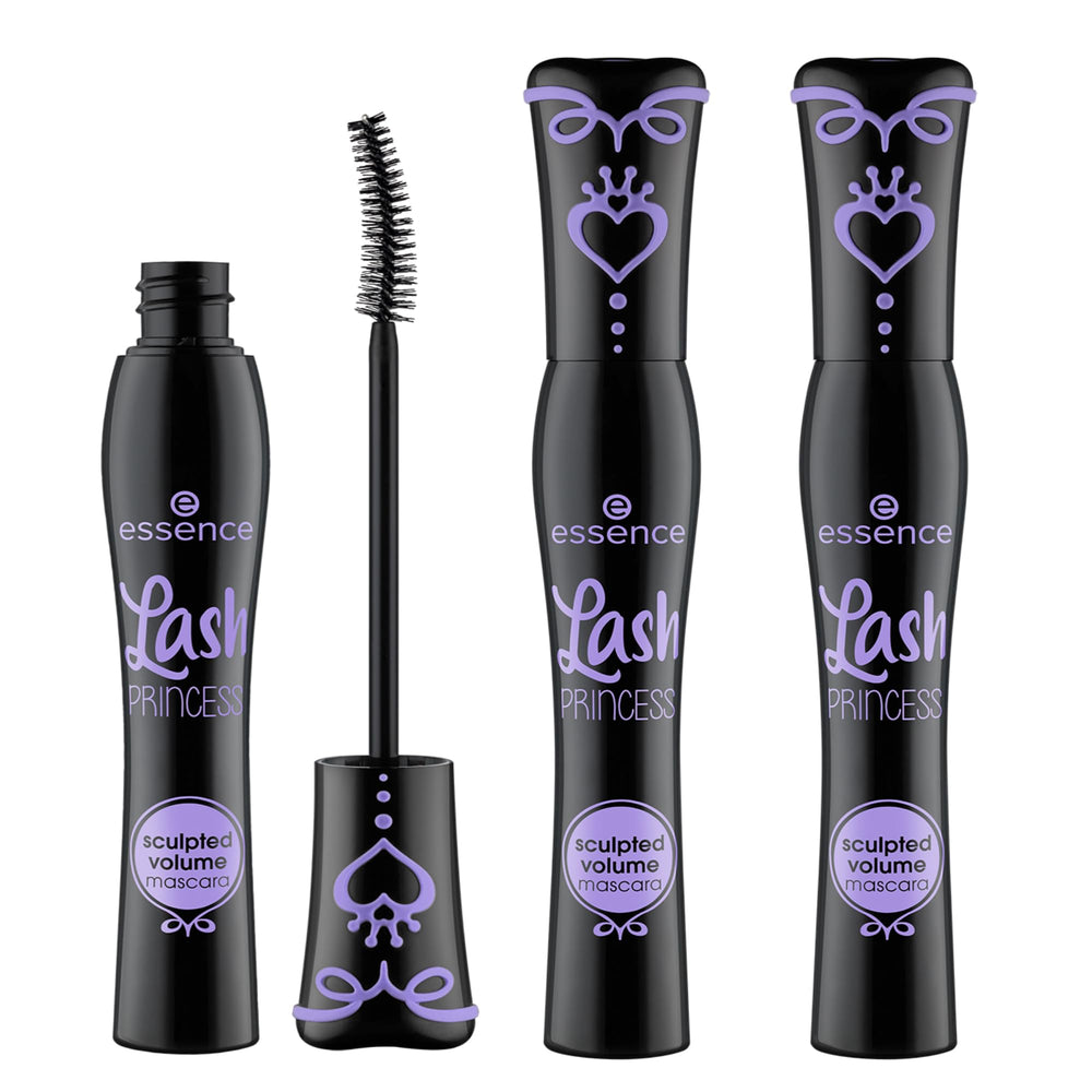 Essence Lash Princess Sculpted Volume Mascara triple-pack for defined, voluminous lashes.