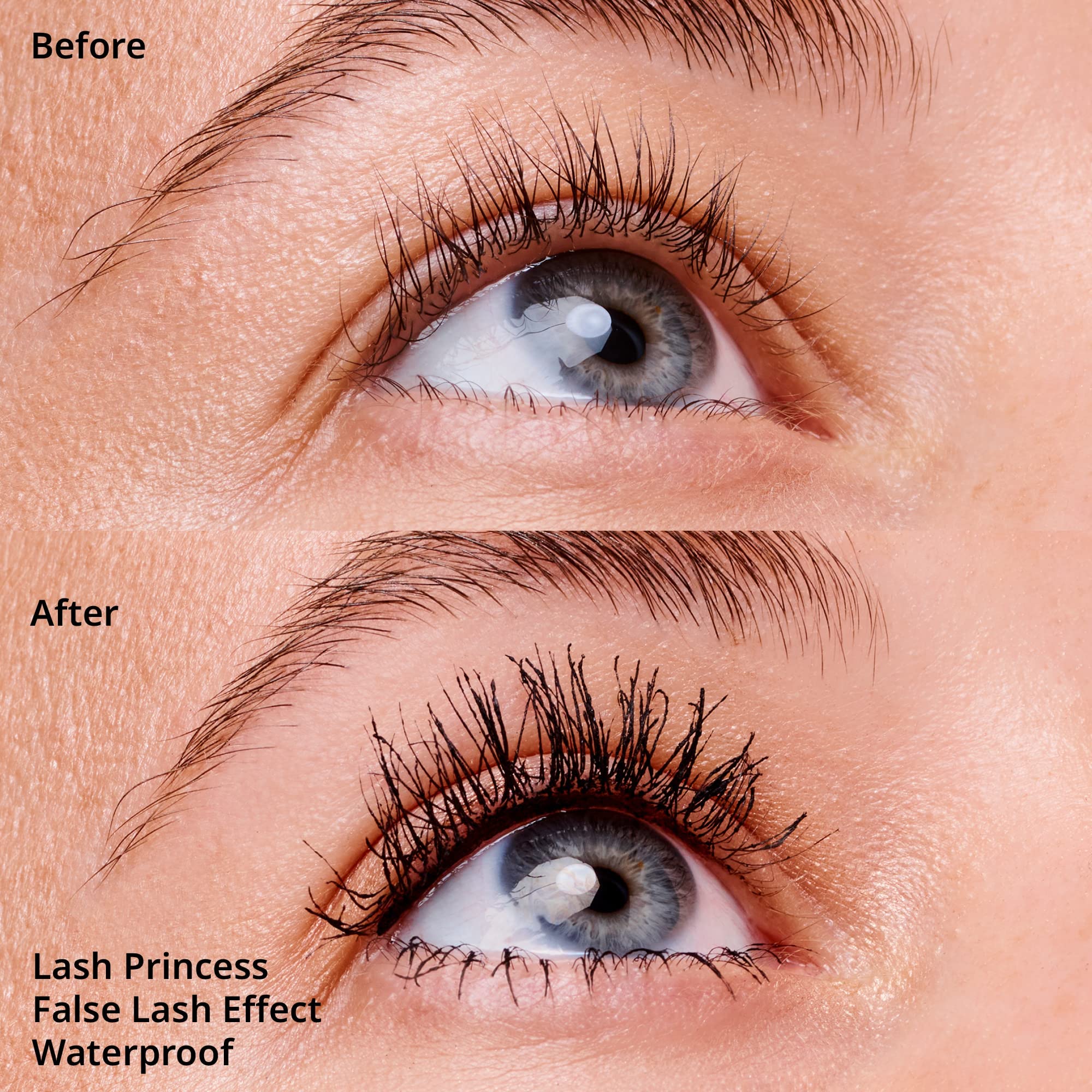 Close-up of the conic fiber wand on Essence Mascara for length.