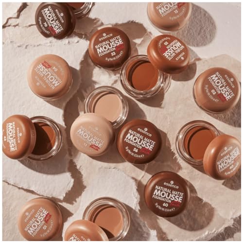 Swatch on hand reveals buildable coverage with a natural matte look by Essence Mousse.