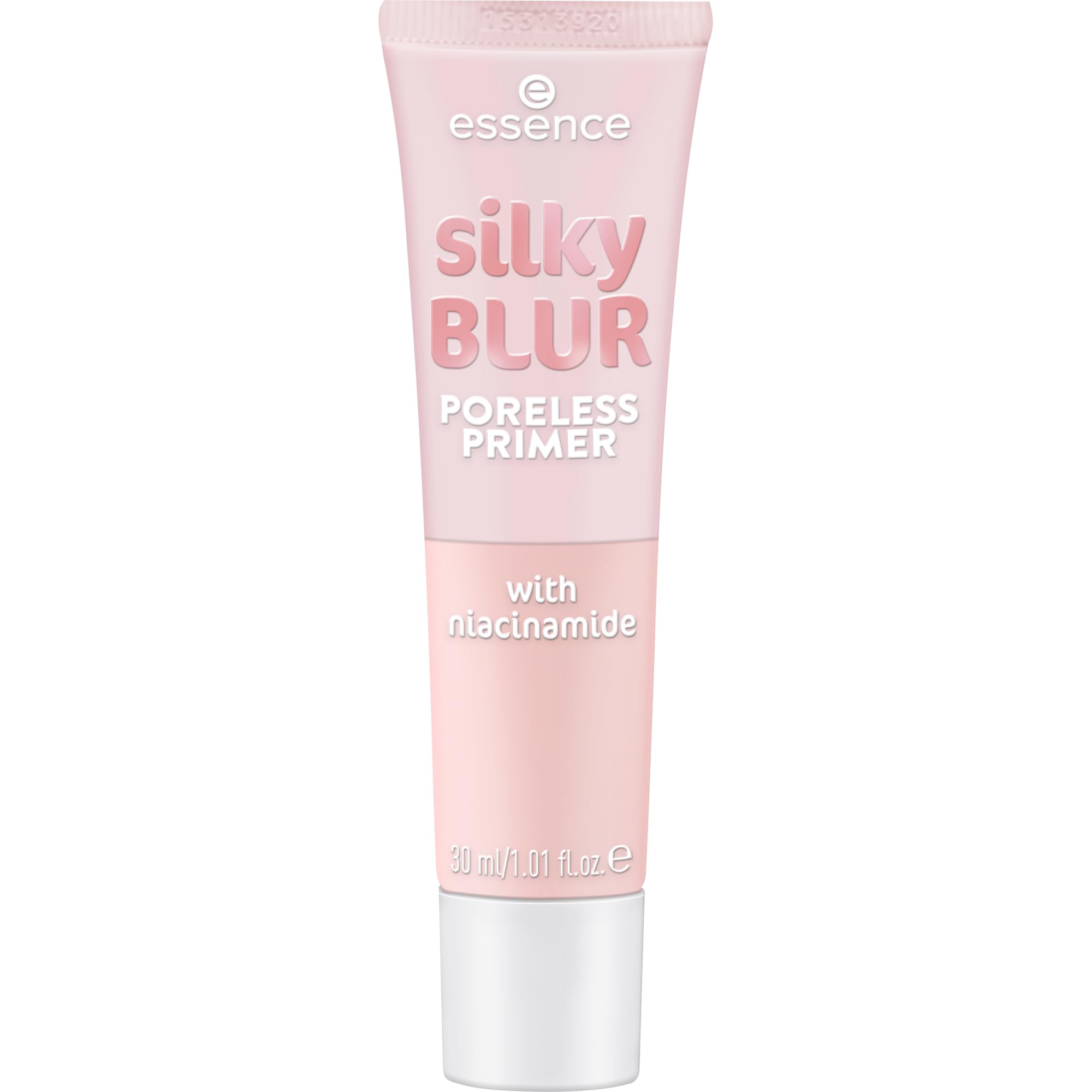 essence Silky Blur Primer bottle close-up showing pore-minimizing base.